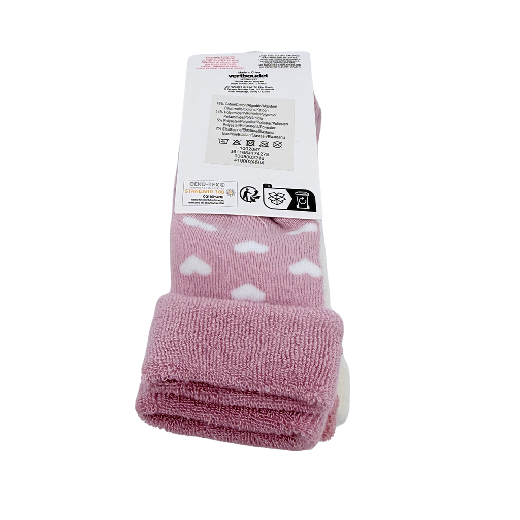 Lot de 3 paires de chaussettes bébé écru et rose – 16-17