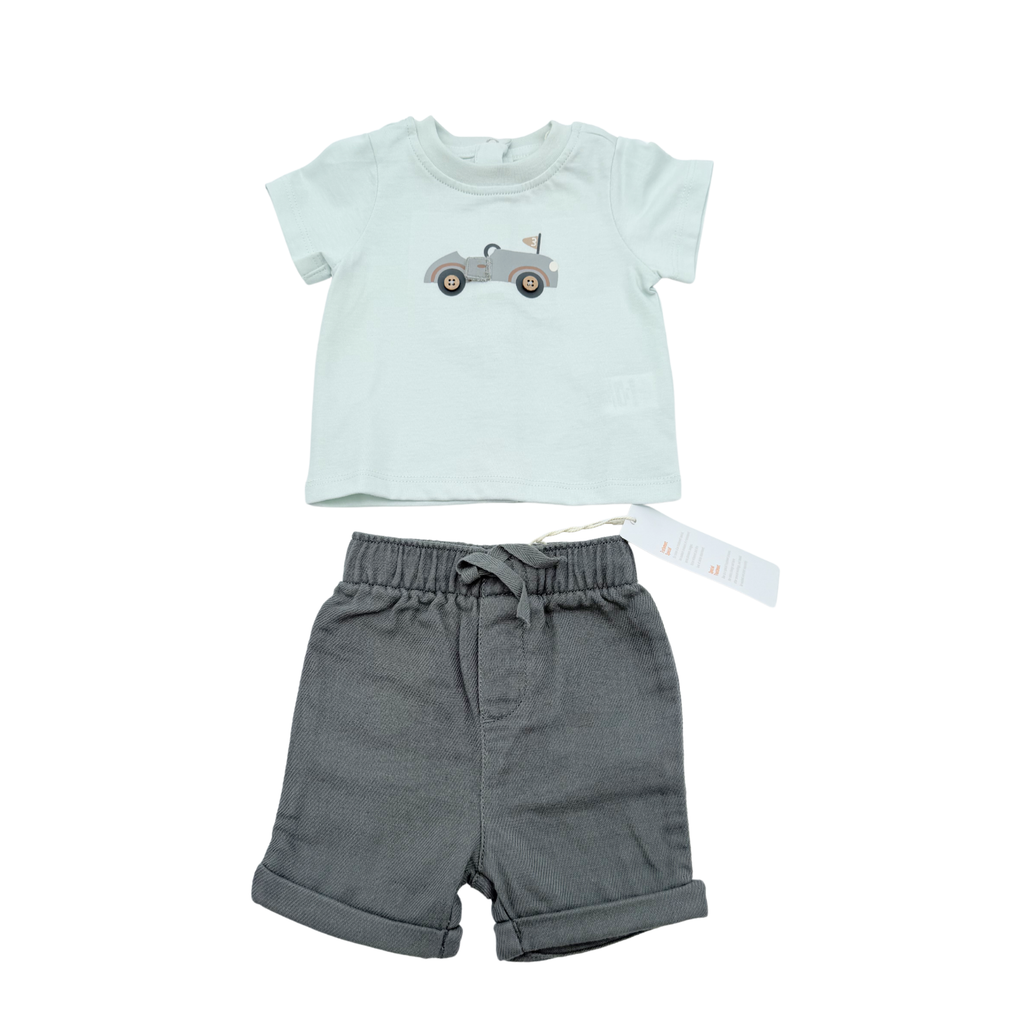 Ensemble t-shirt et short voiture - 1 mois