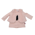 Haut bébé rose avec gilet en fausse fourrure - 1 mois