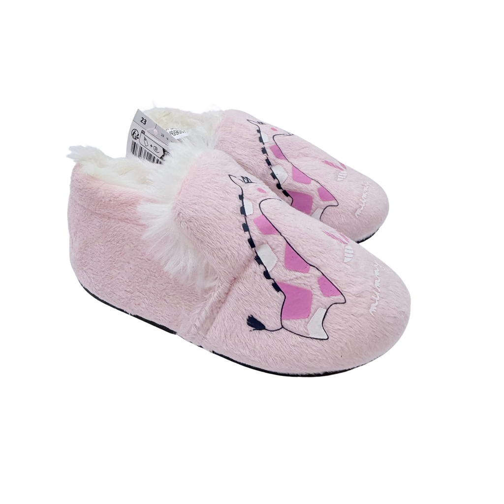 Chaussons rose motif girafes - 23