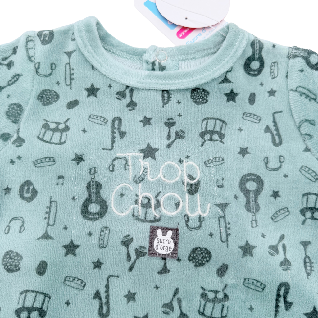 Pyjama en velours vert - 3 mois