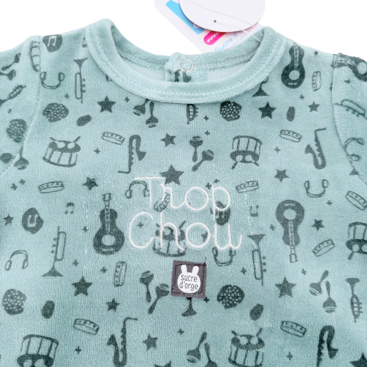 Pyjama en velours vert - 3 mois