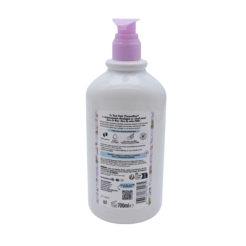 Gel lavant doux bébé corps et cheveux à l’amande douce – 700 ml