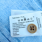 Pull bébé bleu ciel en maille avec col écru - 9 mois