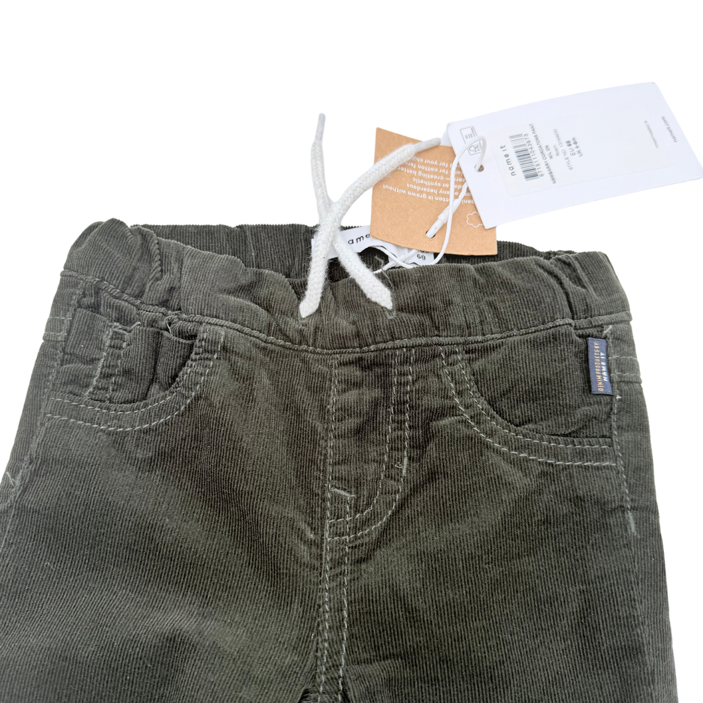 Pantalon bébé vert foncé en velours côtelé - 4-6 mois