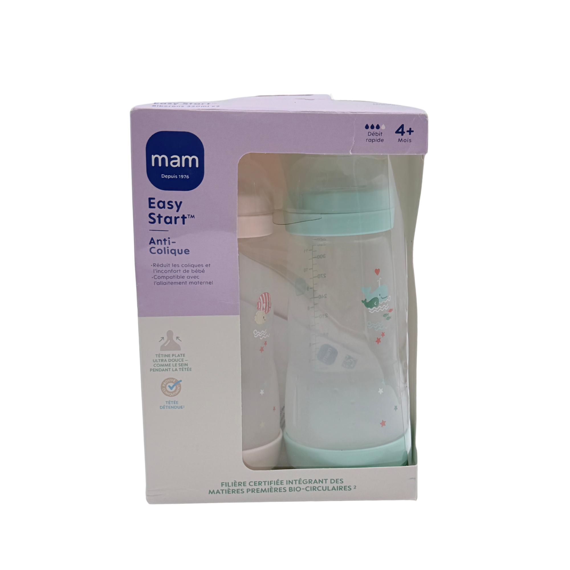 Lot de 2 biberons anti-coliques 330 ml avec tétine débit rapide