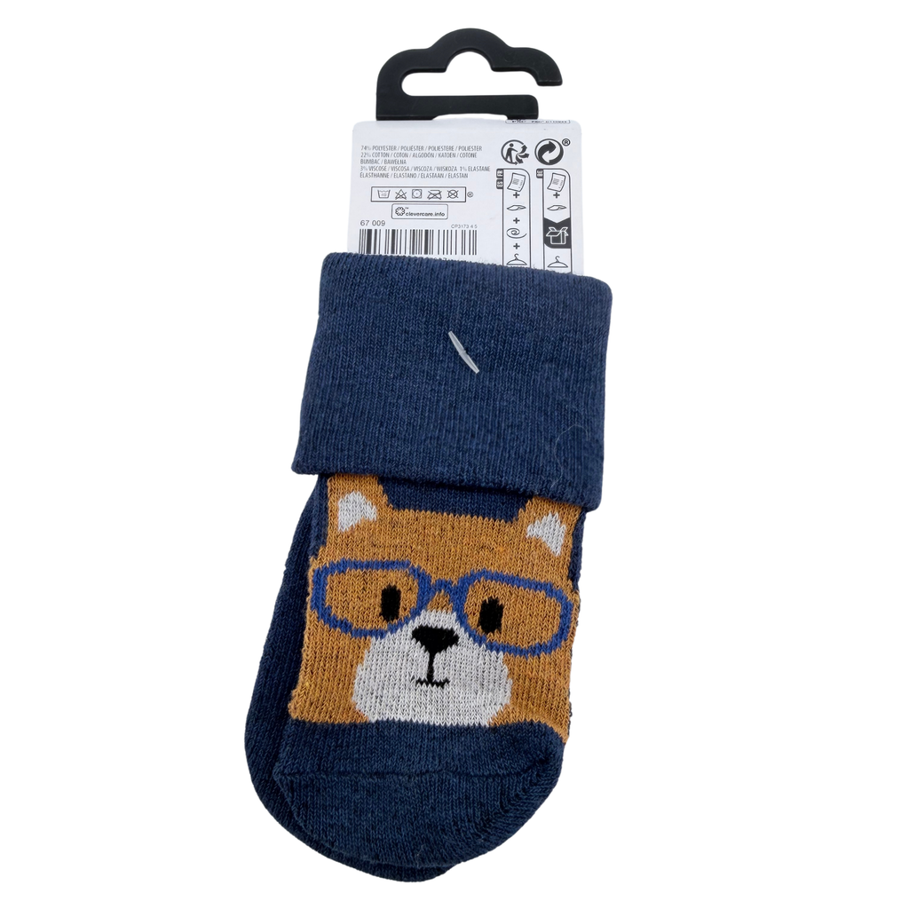 Chaussettes bébé bleu marine motif ours – 15-17