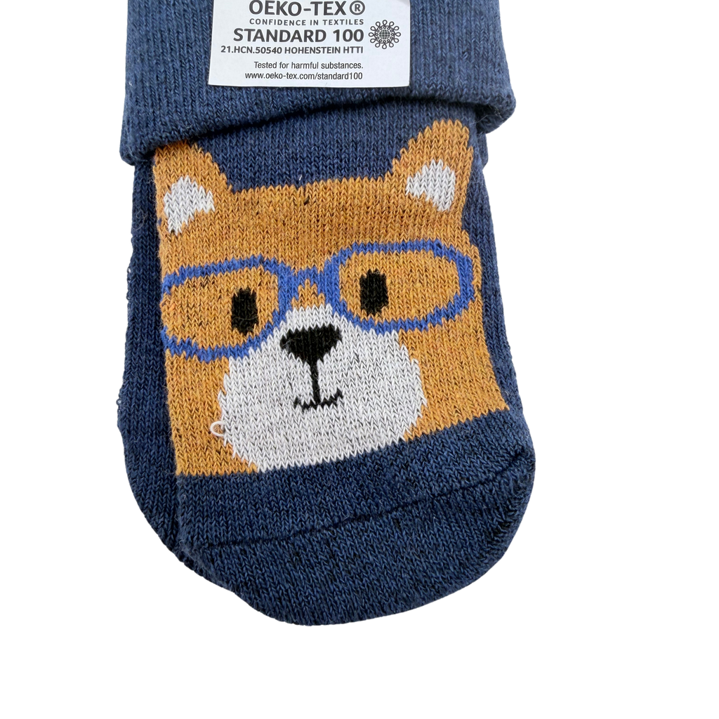 Chaussettes bébé bleu marine motif ours – 15-17