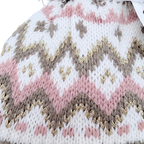 Bonnet bébé à pompon beige et rose motifs jacquard - 18-24 mois