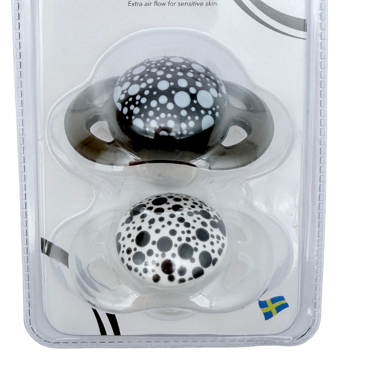 Lot de 2 sucettes orthodontiques noires et blanches -  0-6 mois