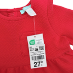 - Robe bébé rouge avec petite poche brodée - 12 mois