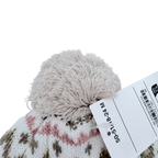 Bonnet bébé à pompon beige et rose motifs jacquard - 18-24 mois