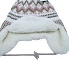Bonnet bébé à pompon beige et rose motifs jacquard - 18-24 mois
