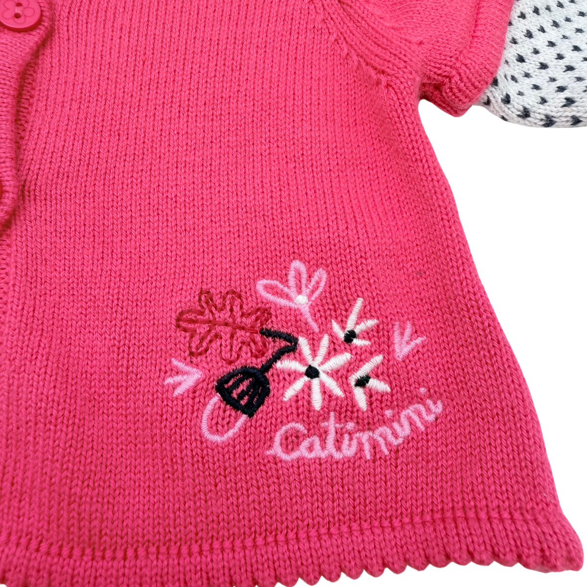 Gilet rose motif lapin en maille - 3 mois