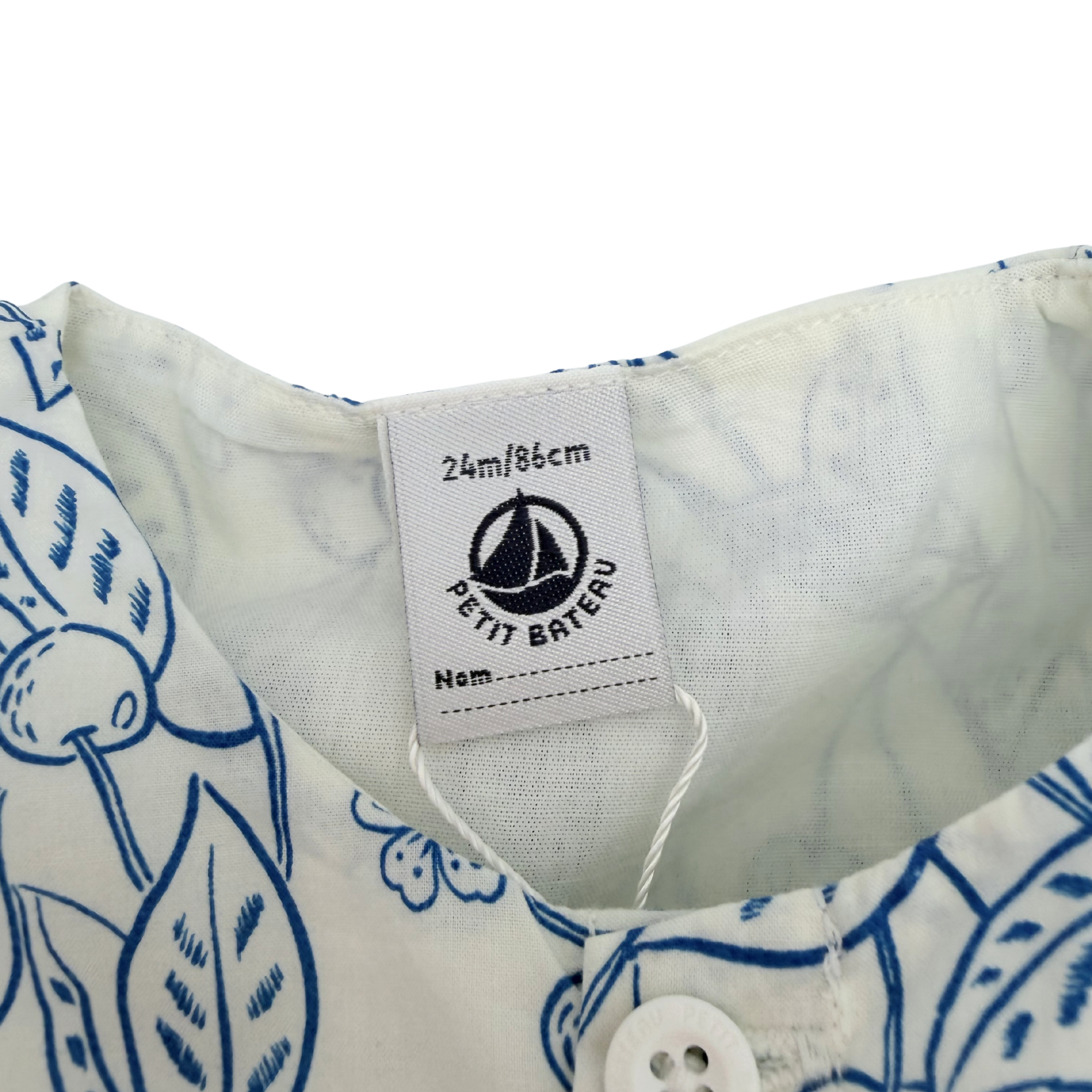 Robe à imprimé végétal bleu avec bloomer — 24 mois