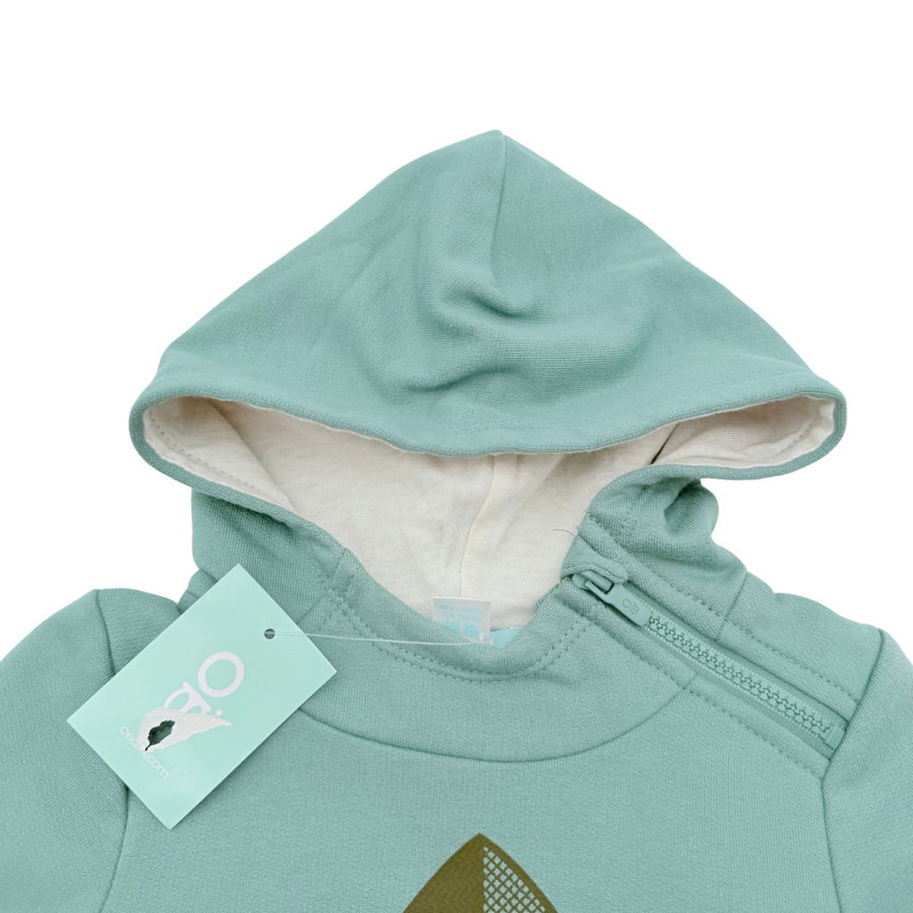 Sweat bébé vert à capuche - 3 mois