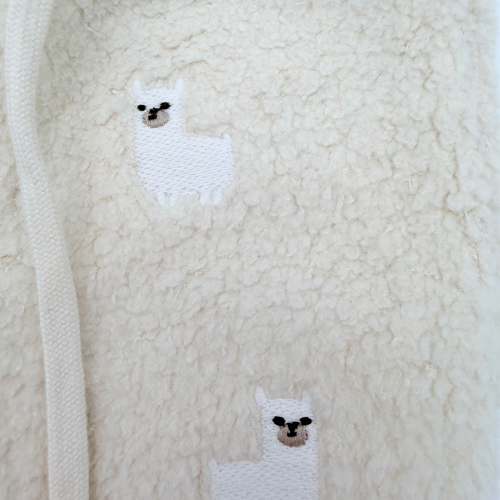 Pantalon bébé écru effet moutonné motifs lamas - 3 mois