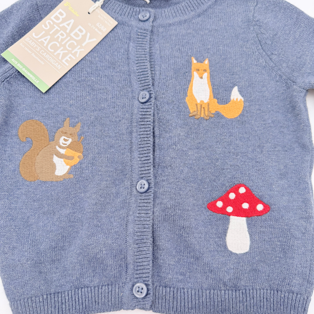 Gilet bleu marine motifs forêt - 2-6 mois