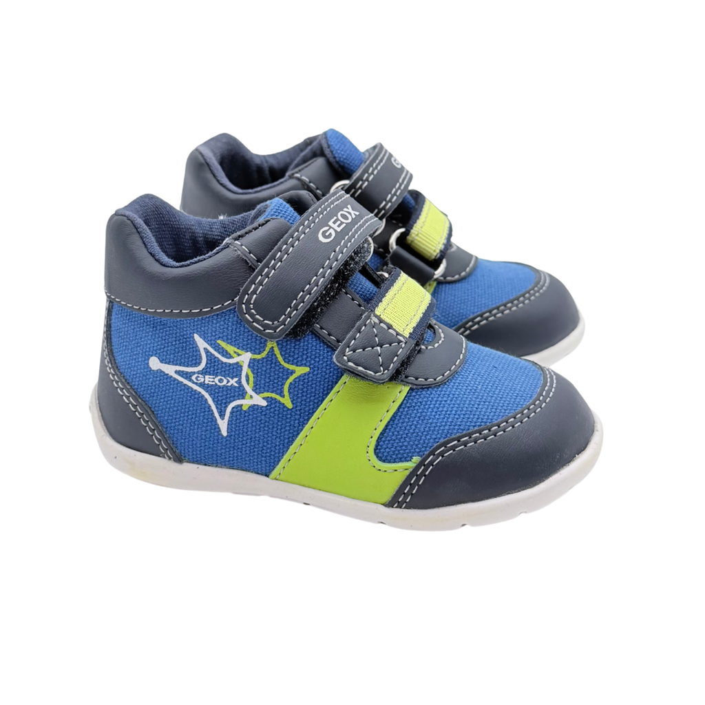 Baskets montantes enfant bleues et vertes à scratchs – 20