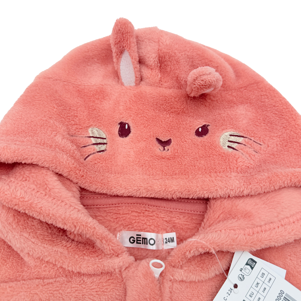 Combinaison corail en polaire motif animal - 24 mois