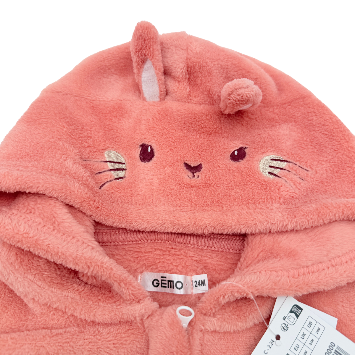Combinaison corail en polaire motif animal - 24 mois