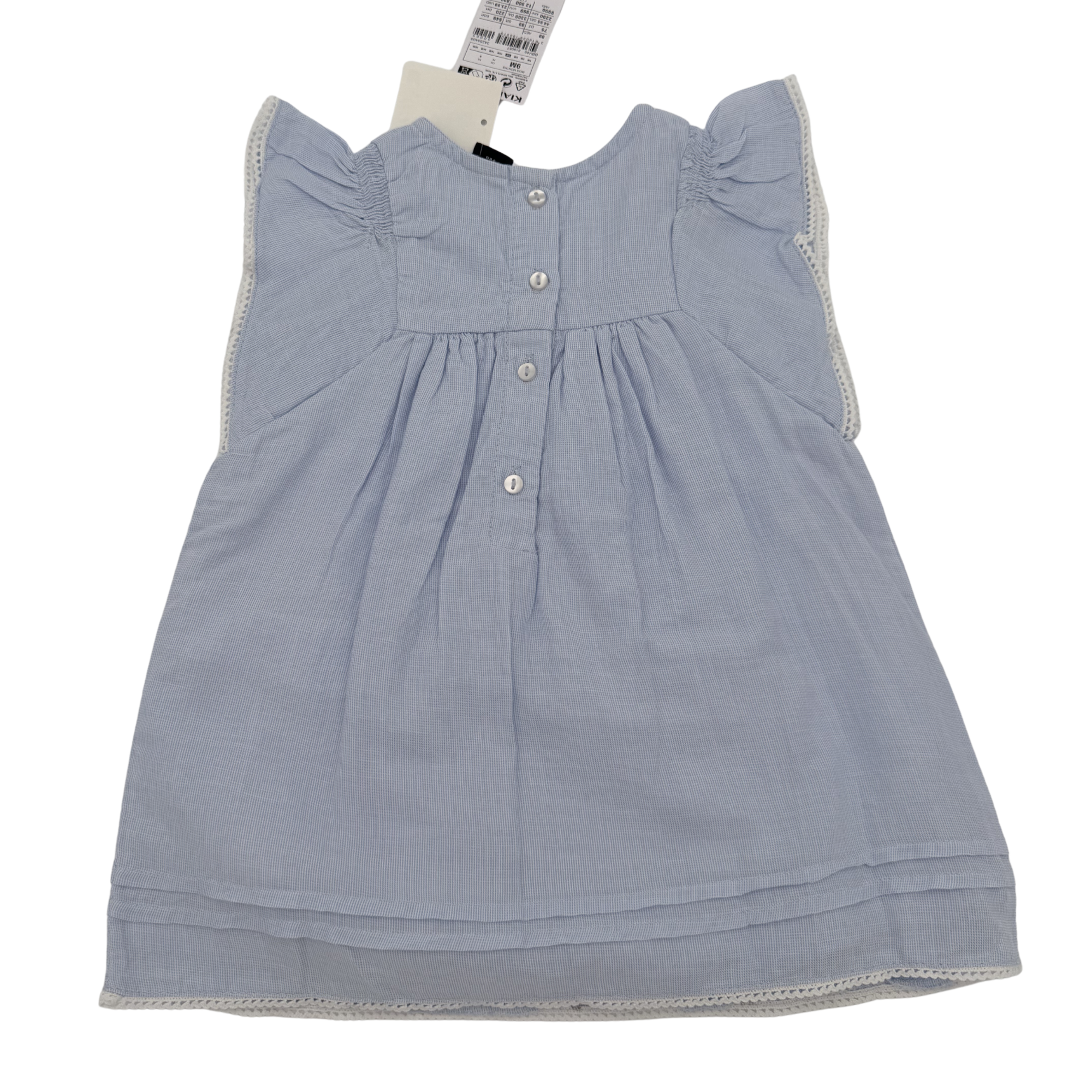 Robe bébé brodée bleu ciel — 9 mois