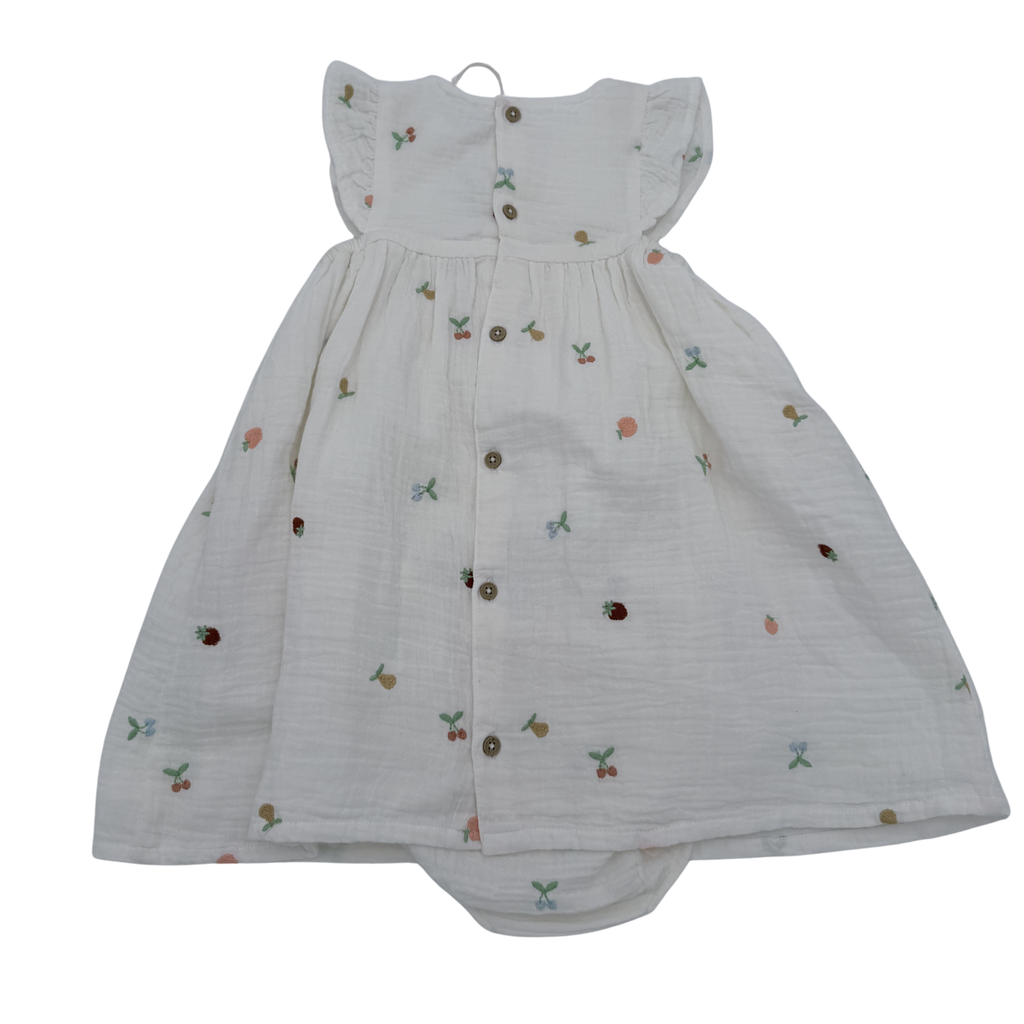 Robe gaze de coton fruits brodés — 18 mois
