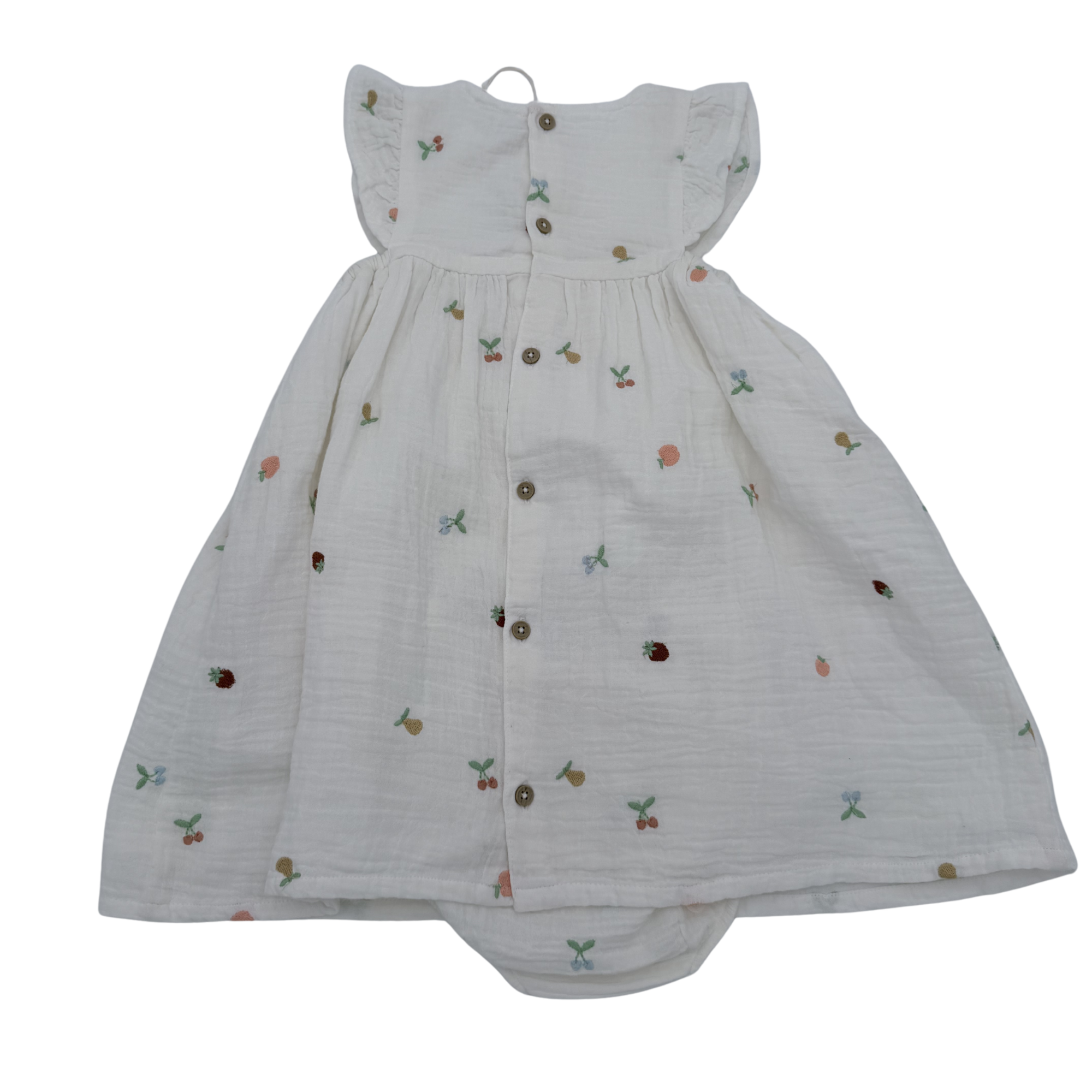 Robe gaze de coton fruits brodés — 18 mois