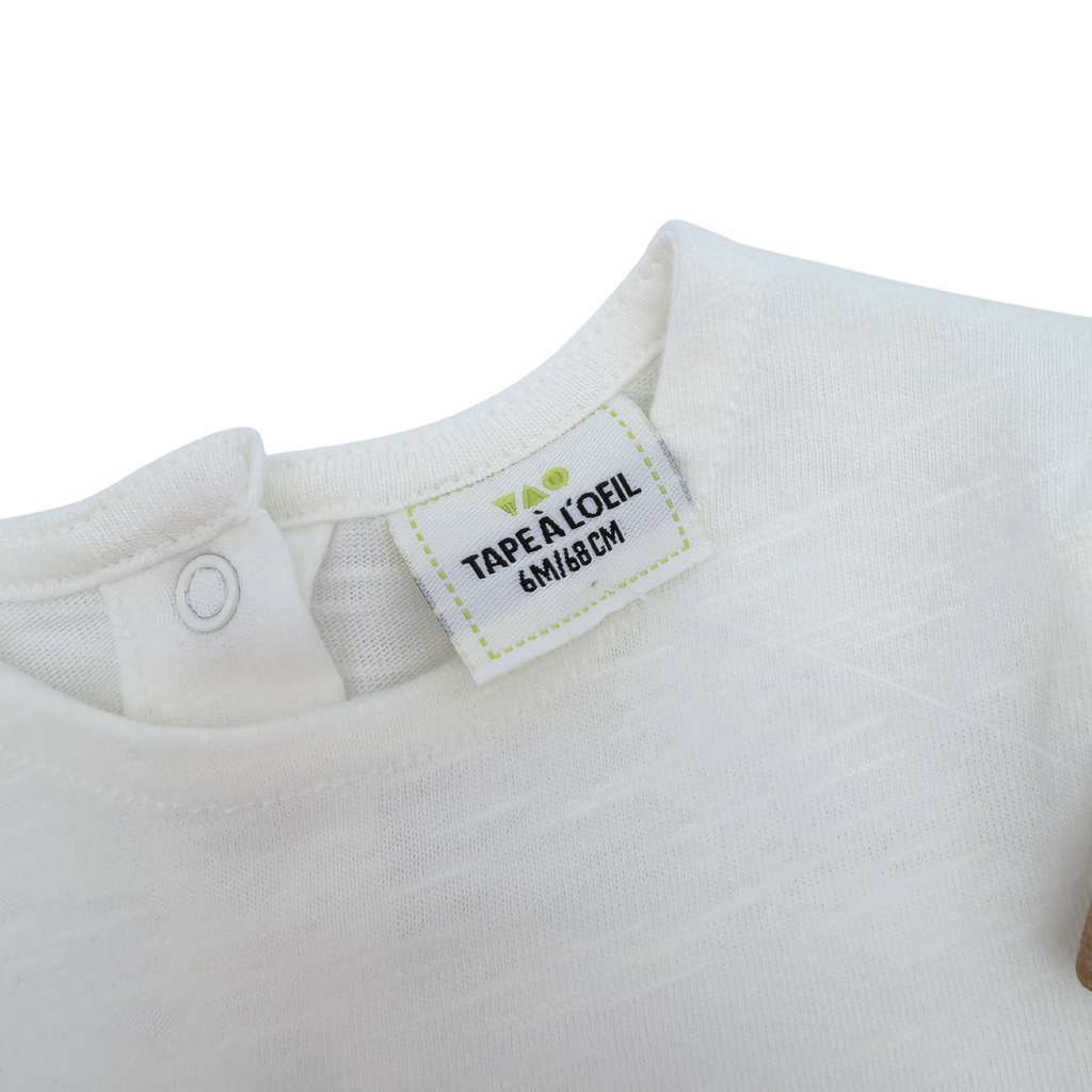 T-shirt blanc manches longues motif “Amor Roma” — 6 mois