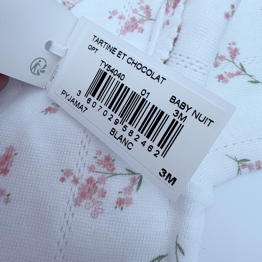 Ensemble blanc imprimé fleurs — 3 mois