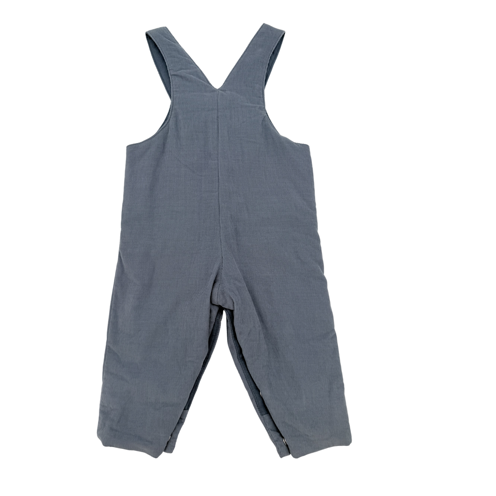 Salopette bébé bleu gris en velours côtelé — 6 mois