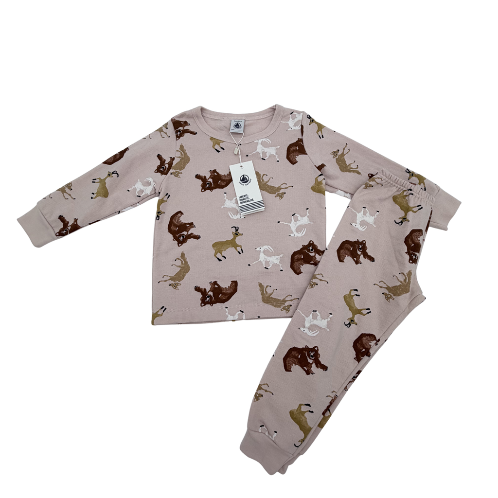 Pyjama beige rosé imprimé animaux — 24 mois