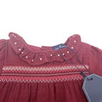 Blouse bordeaux broderie smockée — 24 mois