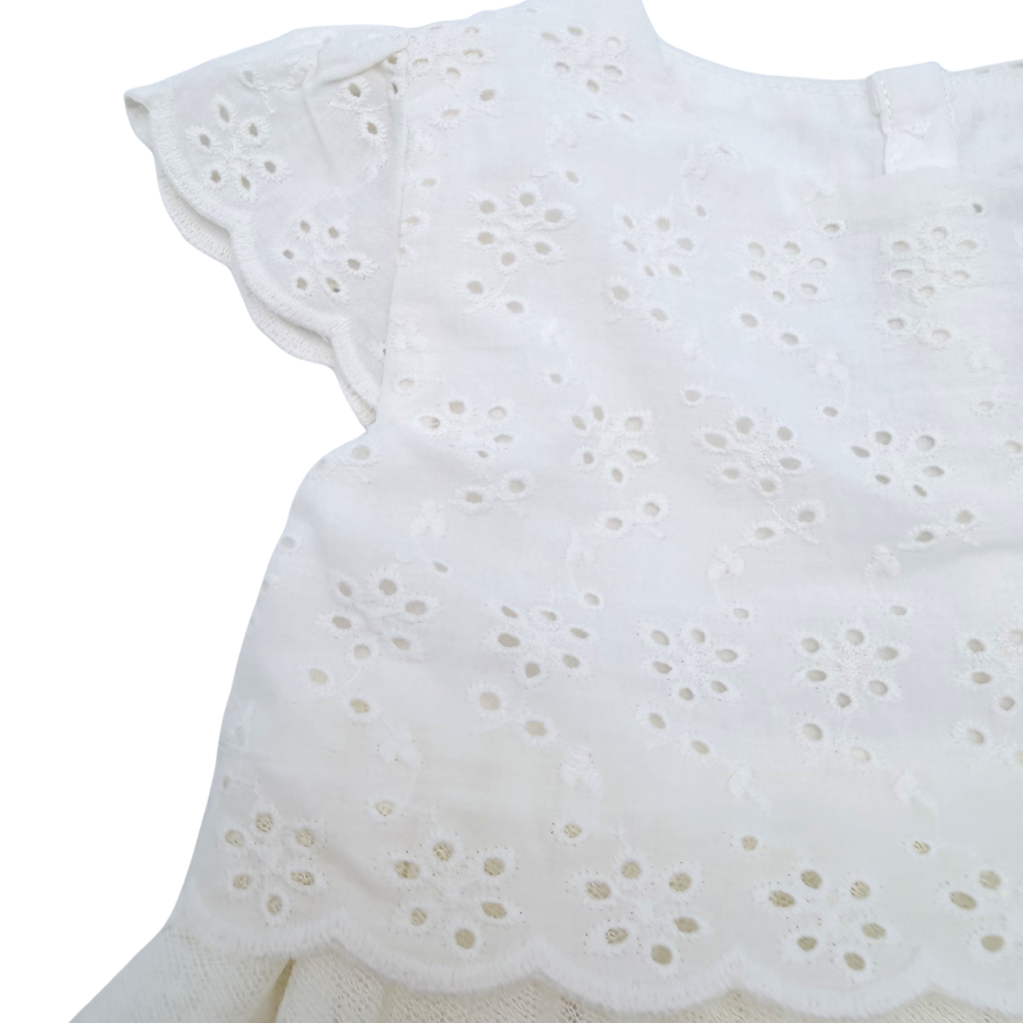 Robe en broderie anglaise et tulle – 12 mois