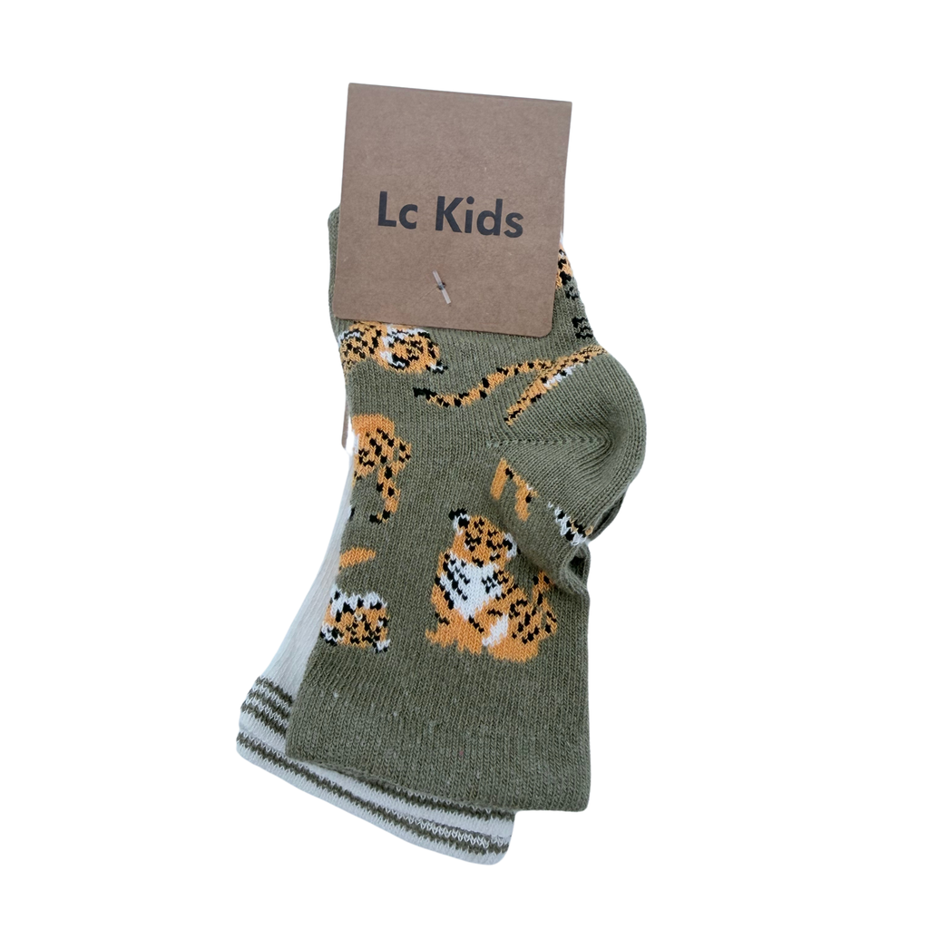 Lot de 2 paires de chaussettes motifs tigres et rayures - 6 mois