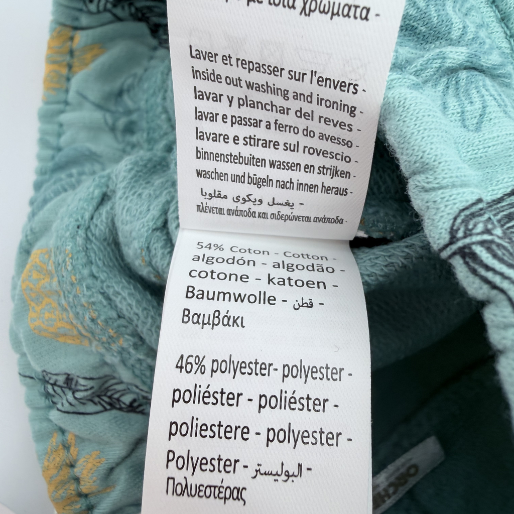Short bleu imprimé ananas et feuilles — 9 mois