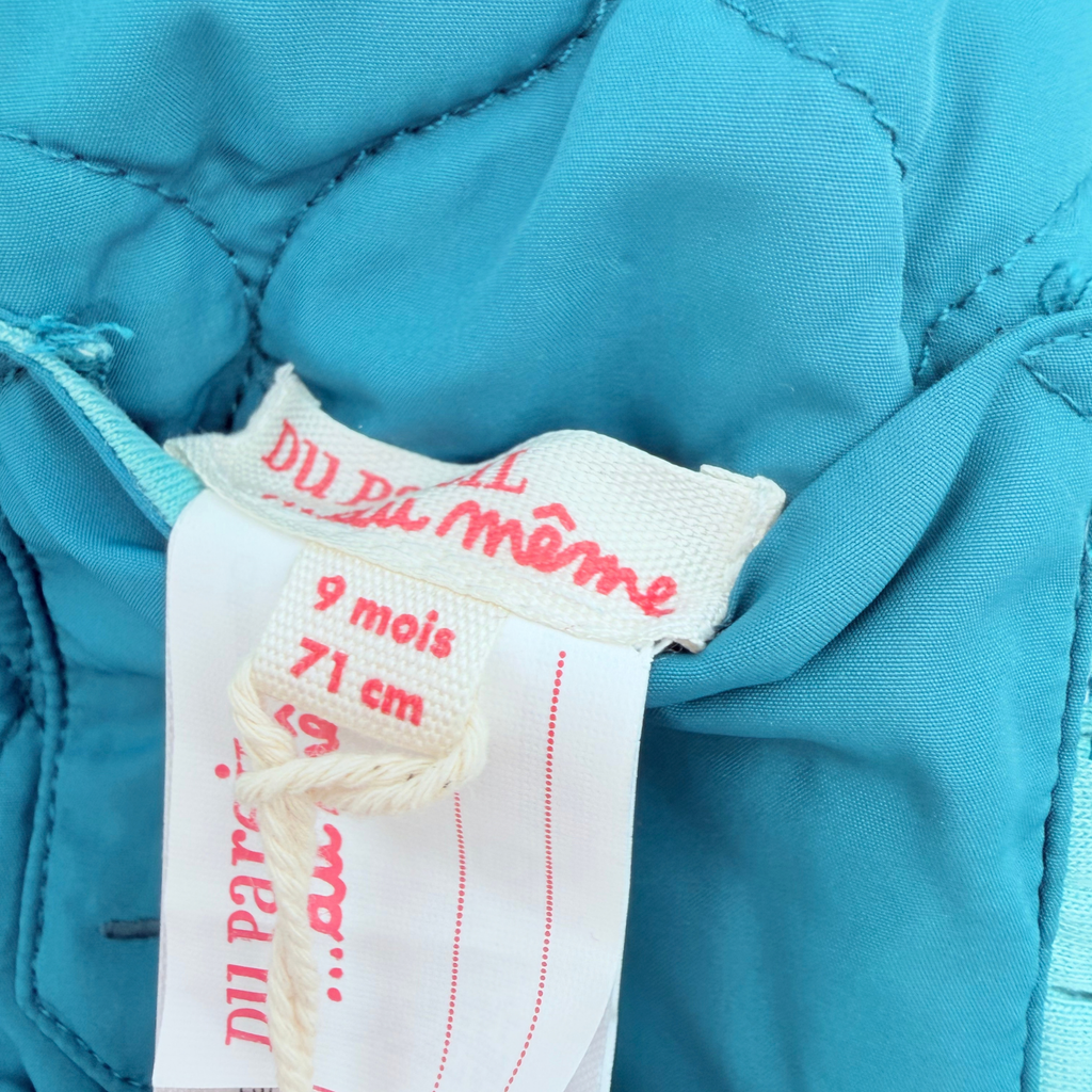 Veste réversible bébé écrue et bleu canard - 9 mois
