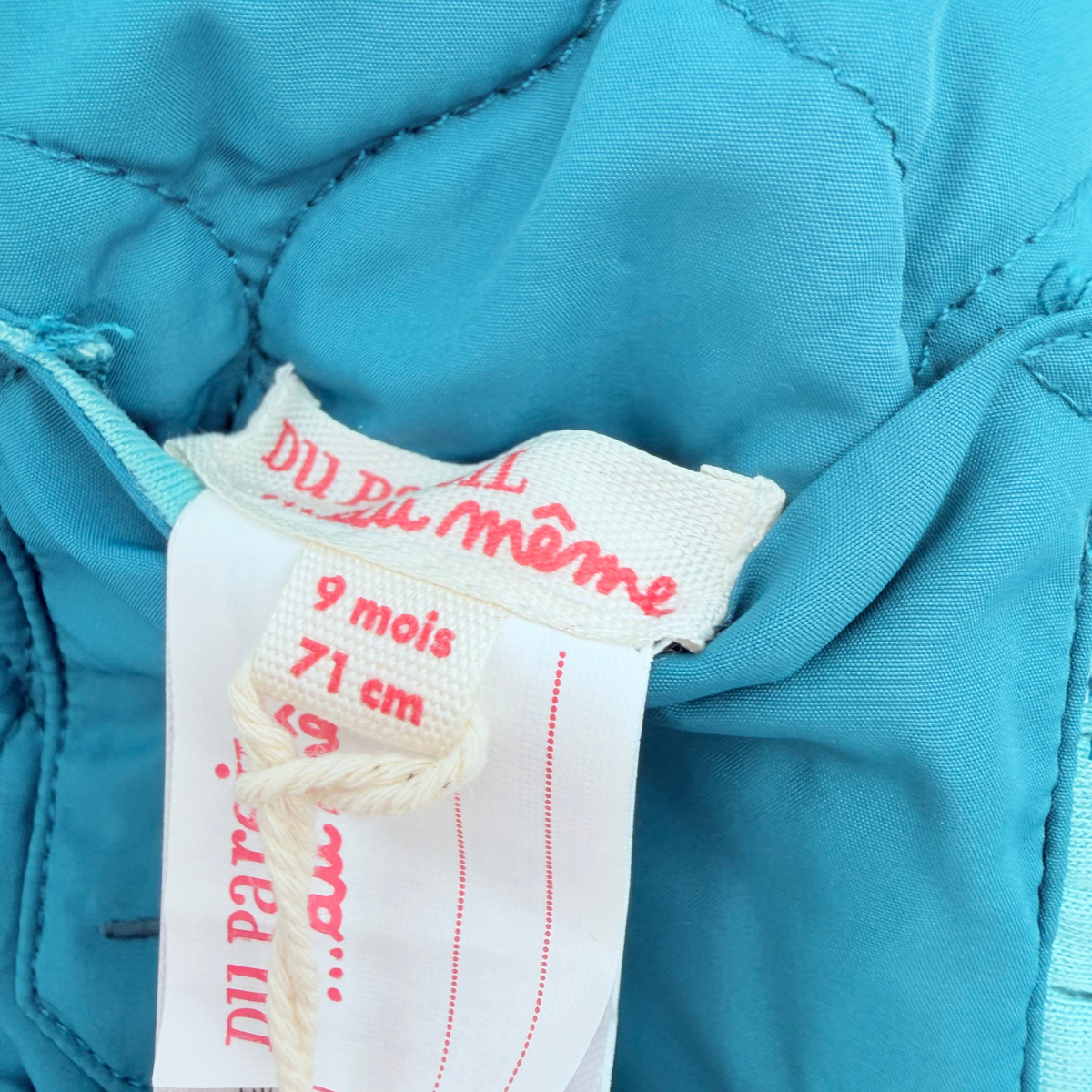 Veste réversible bébé écrue et bleu canard - 9 mois