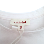 T-shirt blanc fleur rose métallisée — 18 mois