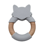 Anneau de dentition renard gris et bois