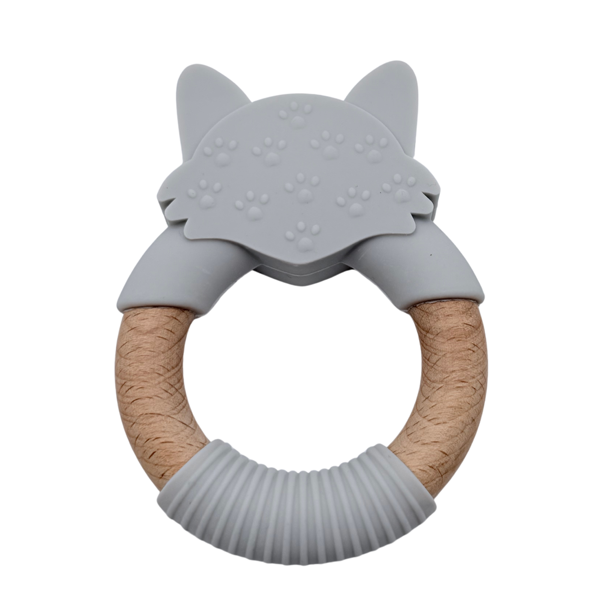 Anneau de dentition renard gris et bois