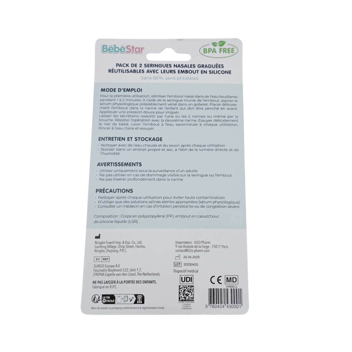 Lot de 2 seringues pour irrigation nasale - dès 6 mois