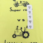 T-shirt jaune fluo motif tracteur — 24 mois