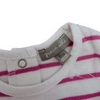 T-shirt blanc rayé rose — 6 mois