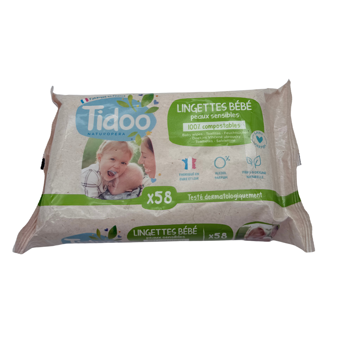 Lingettes bébé compostables pour peaux sensibles - 58