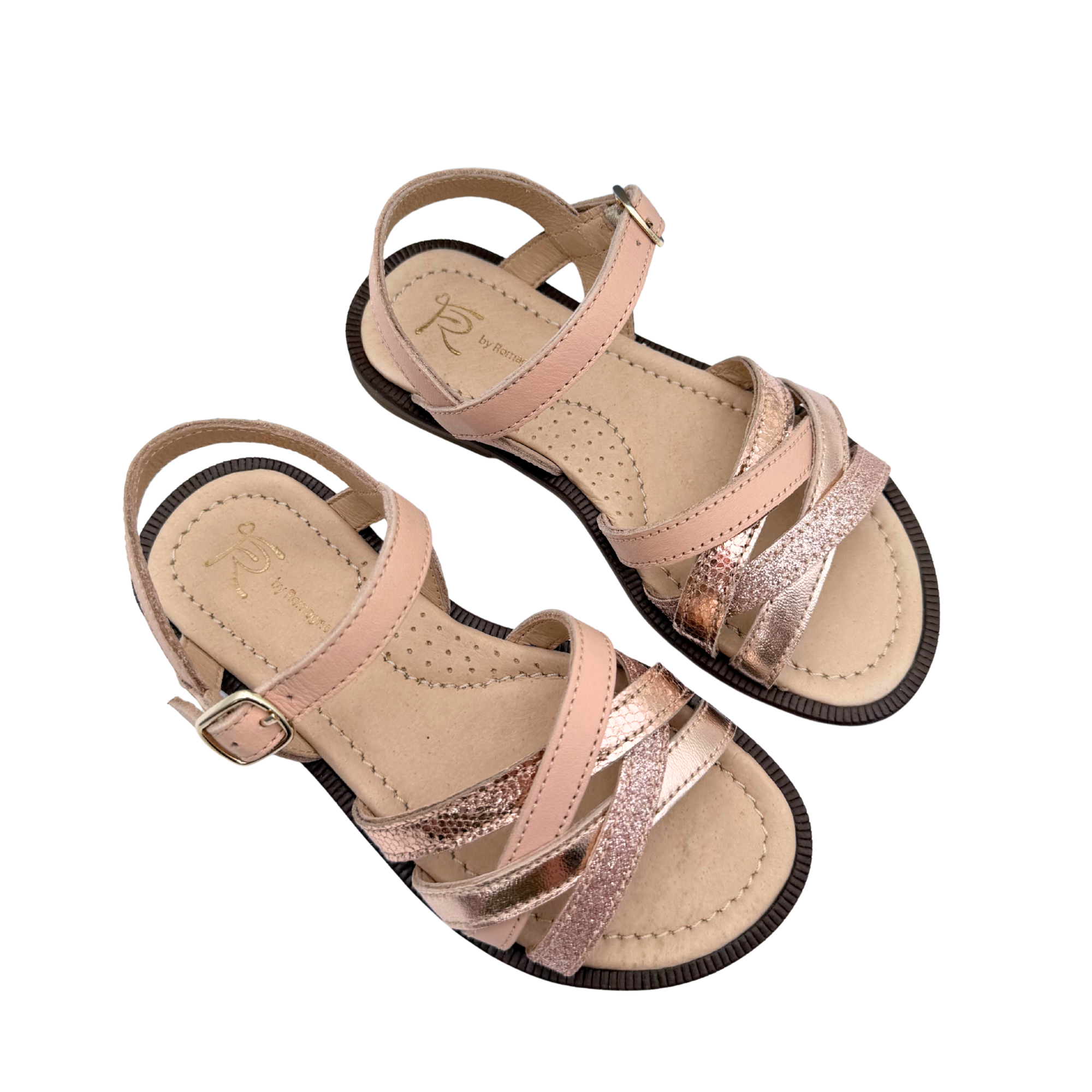 Sandales rose poudré et rose doré — 28