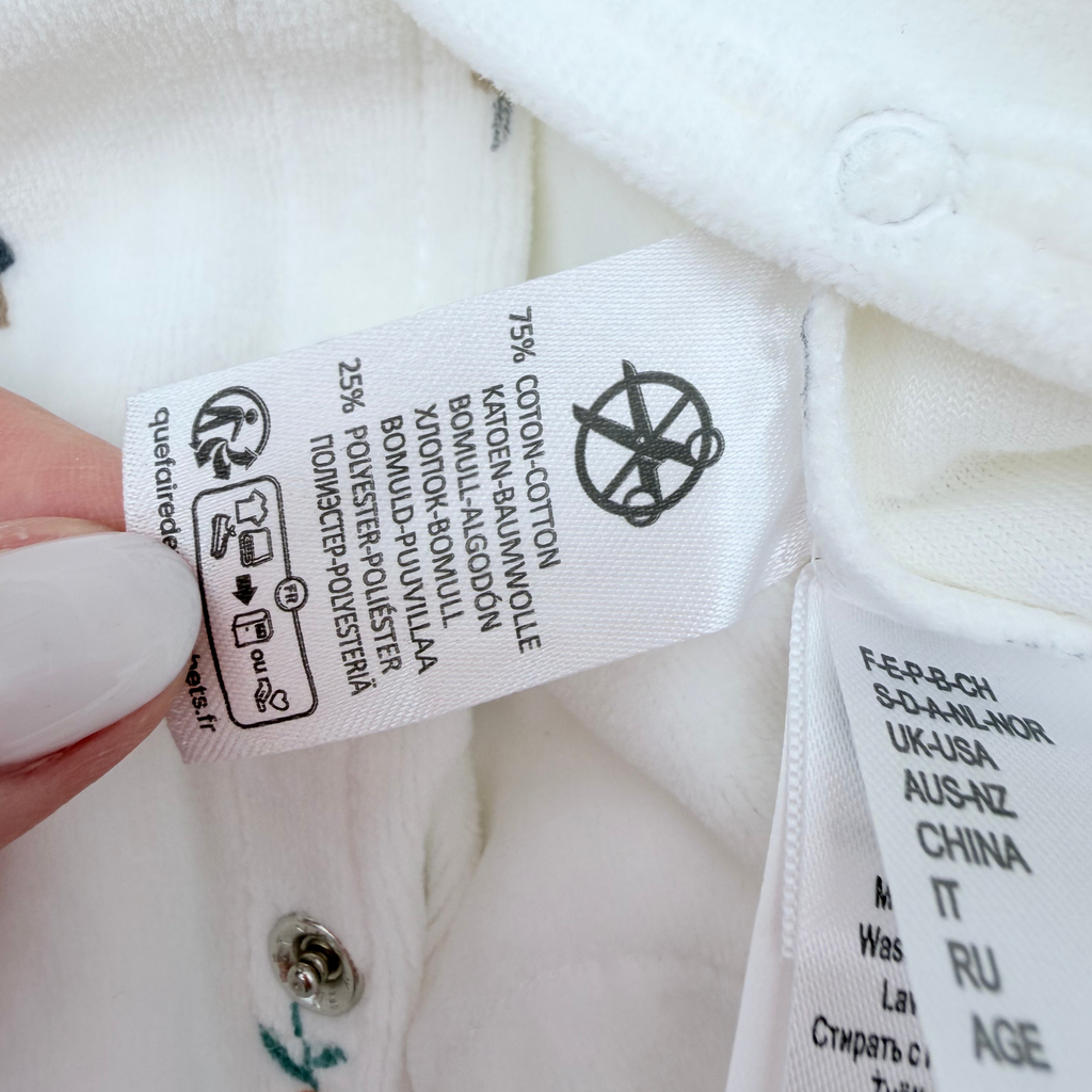 Lot de 2 pyjamas bébé en velours blanc et moutarde - 1 mois