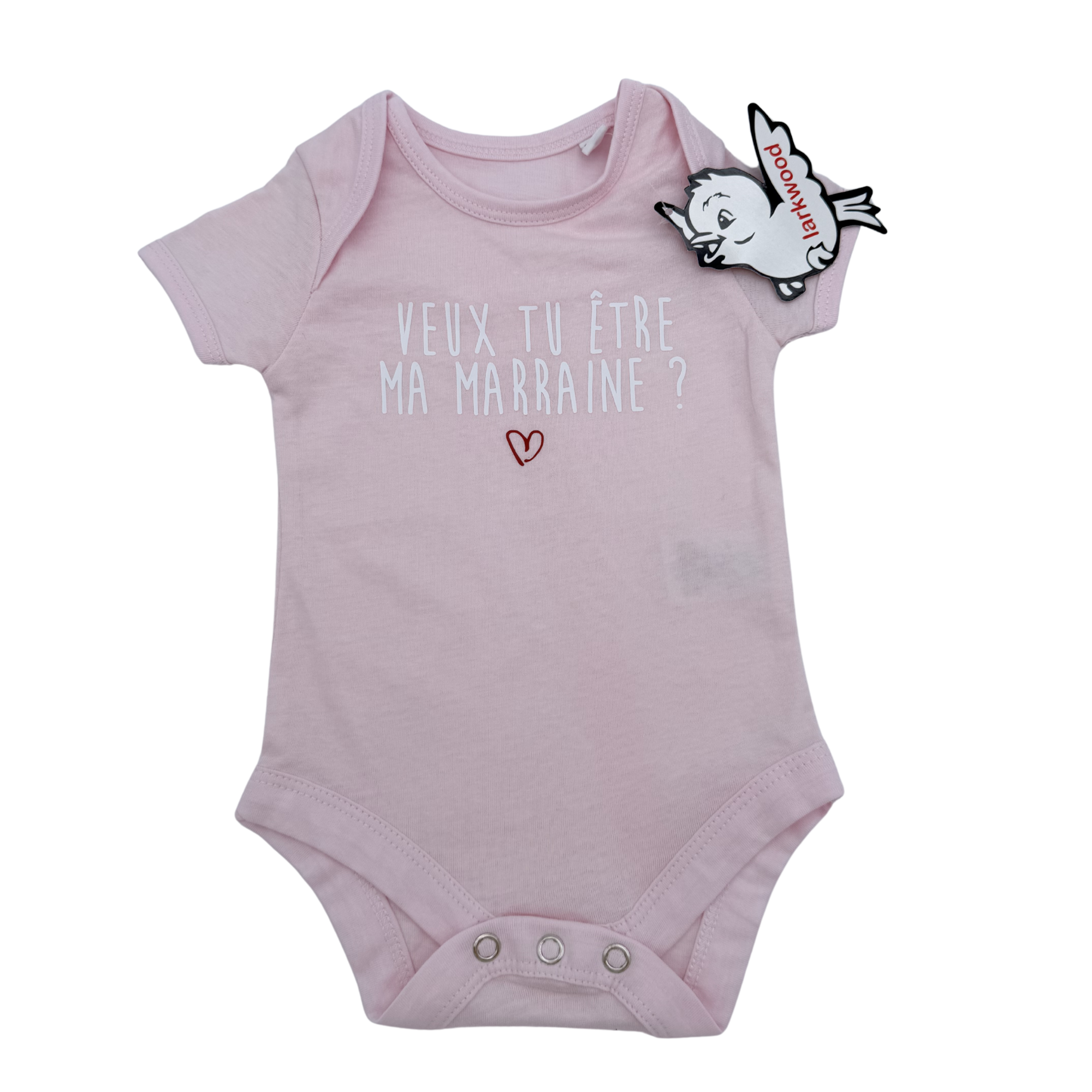 Body bébé rose&nbsp; “Veux-tu être ma marraine ?” — 0-3 mois