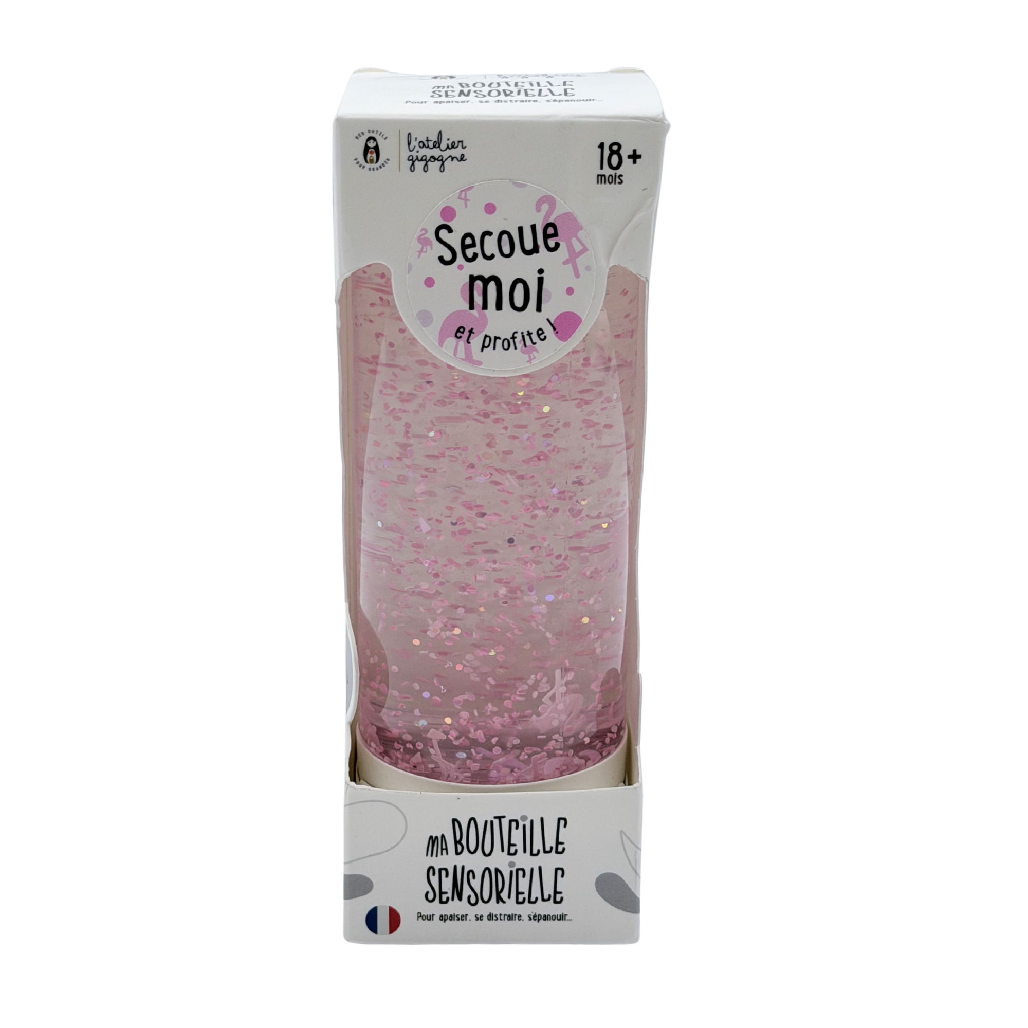 Bouteille sensorielle flamants roses