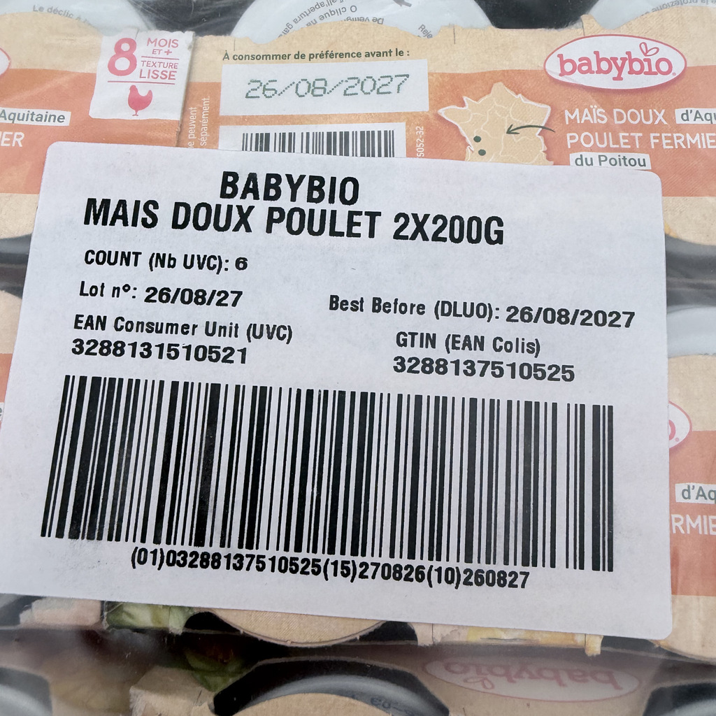 Maïs doux d'Aquitaine et poulet fermier — 12 pots